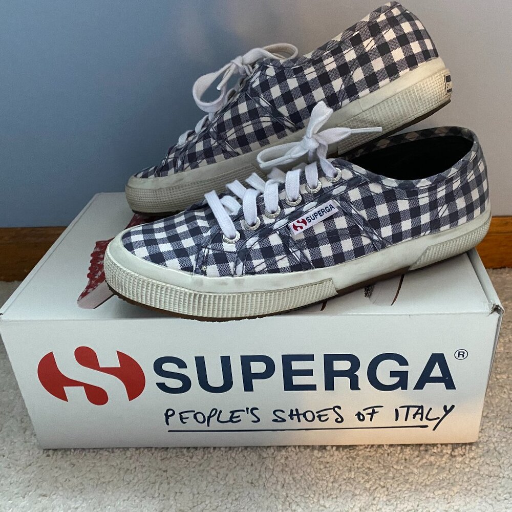 SUPERGA shoes - Navy and White gingham Size 8